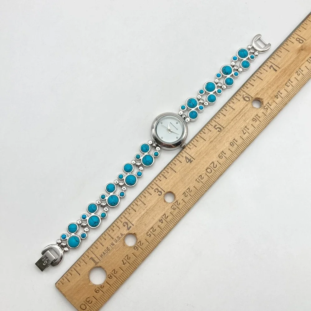 Newbridge Women's Watch 22mm Silver Tone Blue Southwest New Battery 6.75